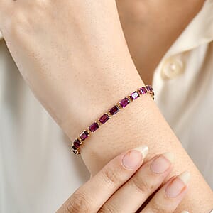  Luxoro AAA Radiant Ember Garnet 14.50 ctw Tennis Bracelet in 10K Yellow Gol (6.50 In)