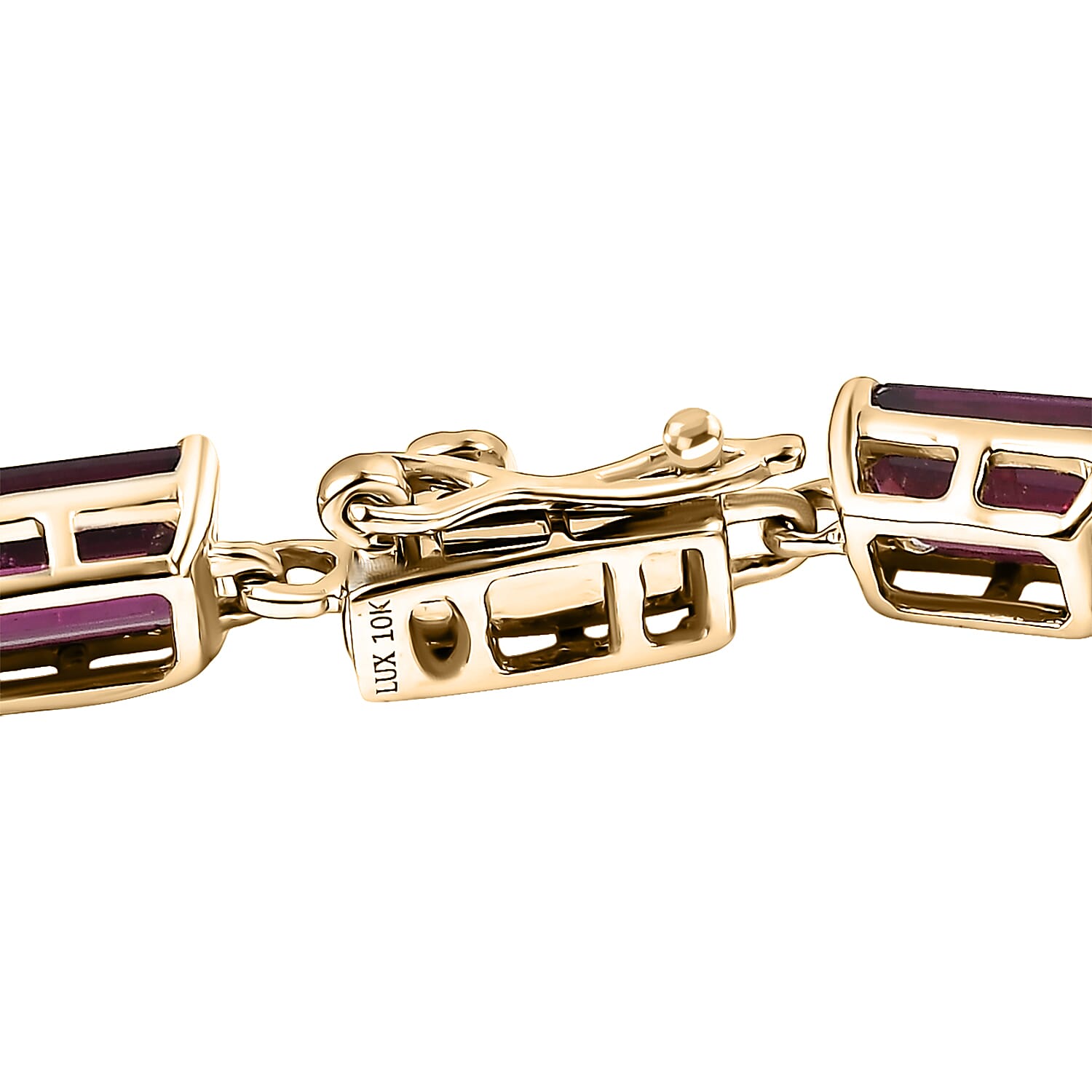 Luxoro AAA Radiant Ember Garnet 14.50 ctw Tennis Bracelet in 10K Yellow Gol (6.50 In)