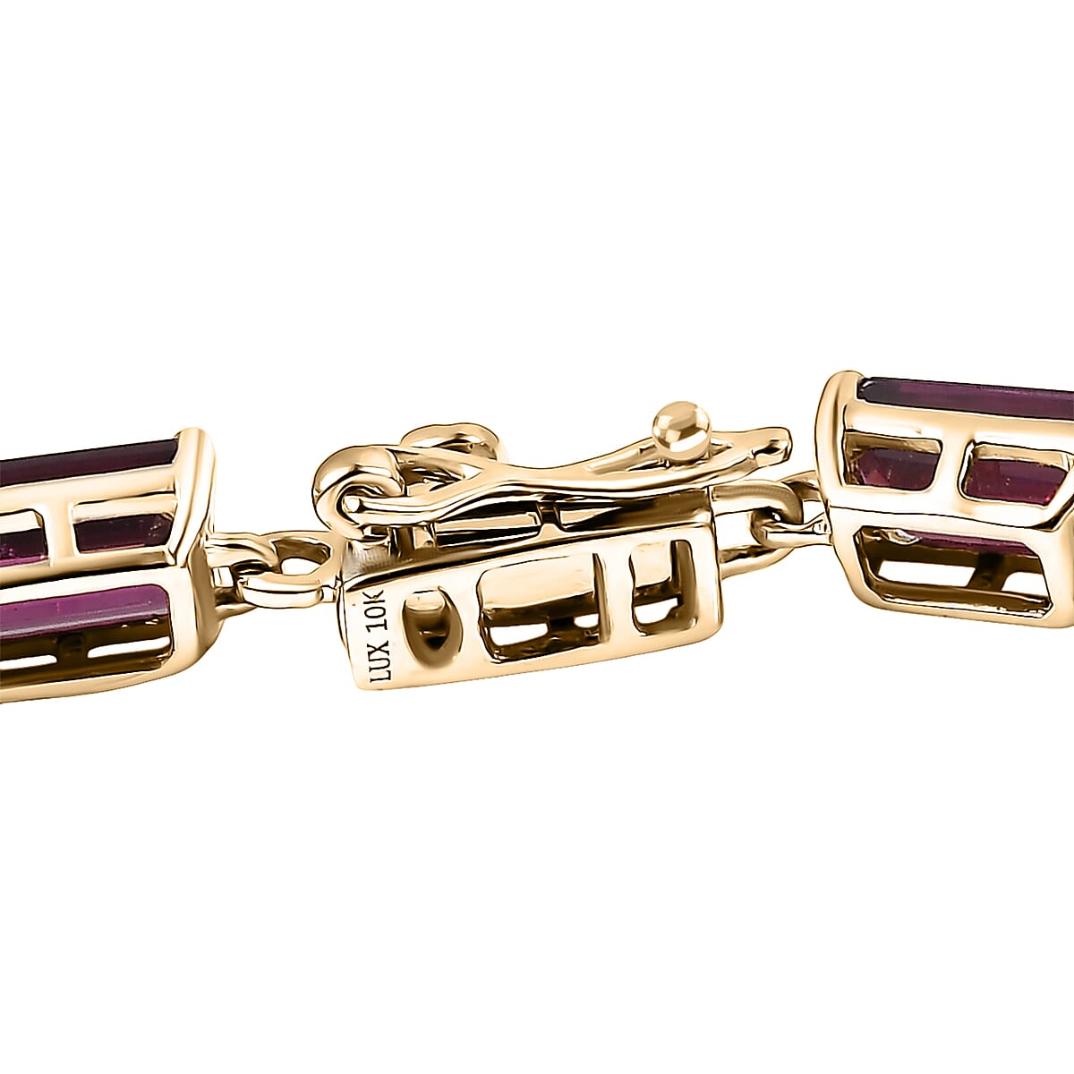  Luxoro AAA Radiant Ember Garnet 14.50 ctw Tennis Bracelet in 10K Yellow Gol (6.50 In) image number 3
