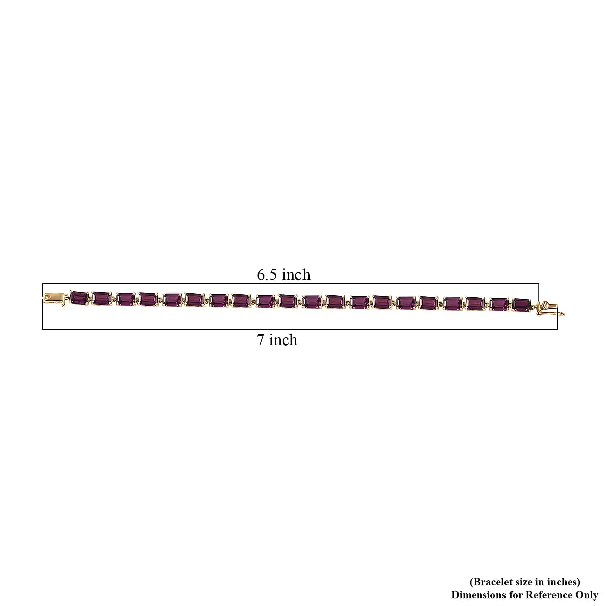  Luxoro AAA Radiant Ember Garnet 14.50 ctw Tennis Bracelet in 10K Yellow Gol (6.50 In) image number 4