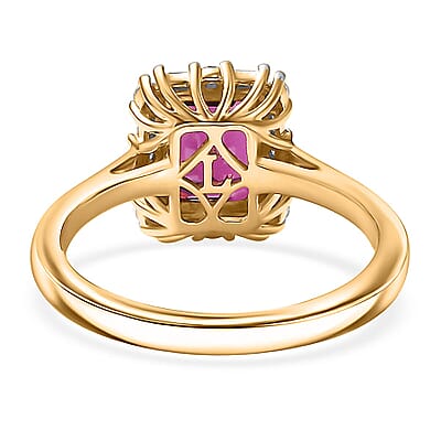 Host Pick Certified & Appraised 10K Yellow Gold AAA Radiant Ember Garnet, Luxuriant Lab Grown Diamond (G-H, SI) (0.33 cts) Ring (Size 6.5) 2.10 ctw