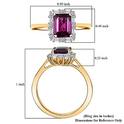 Host Pick Certified & Appraised 10K Yellow Gold AAA Radiant Ember Garnet, Luxuriant Lab Grown Diamond (G-H, SI) (0.33 cts) Ring (Size 6.5) 2.10 ctw