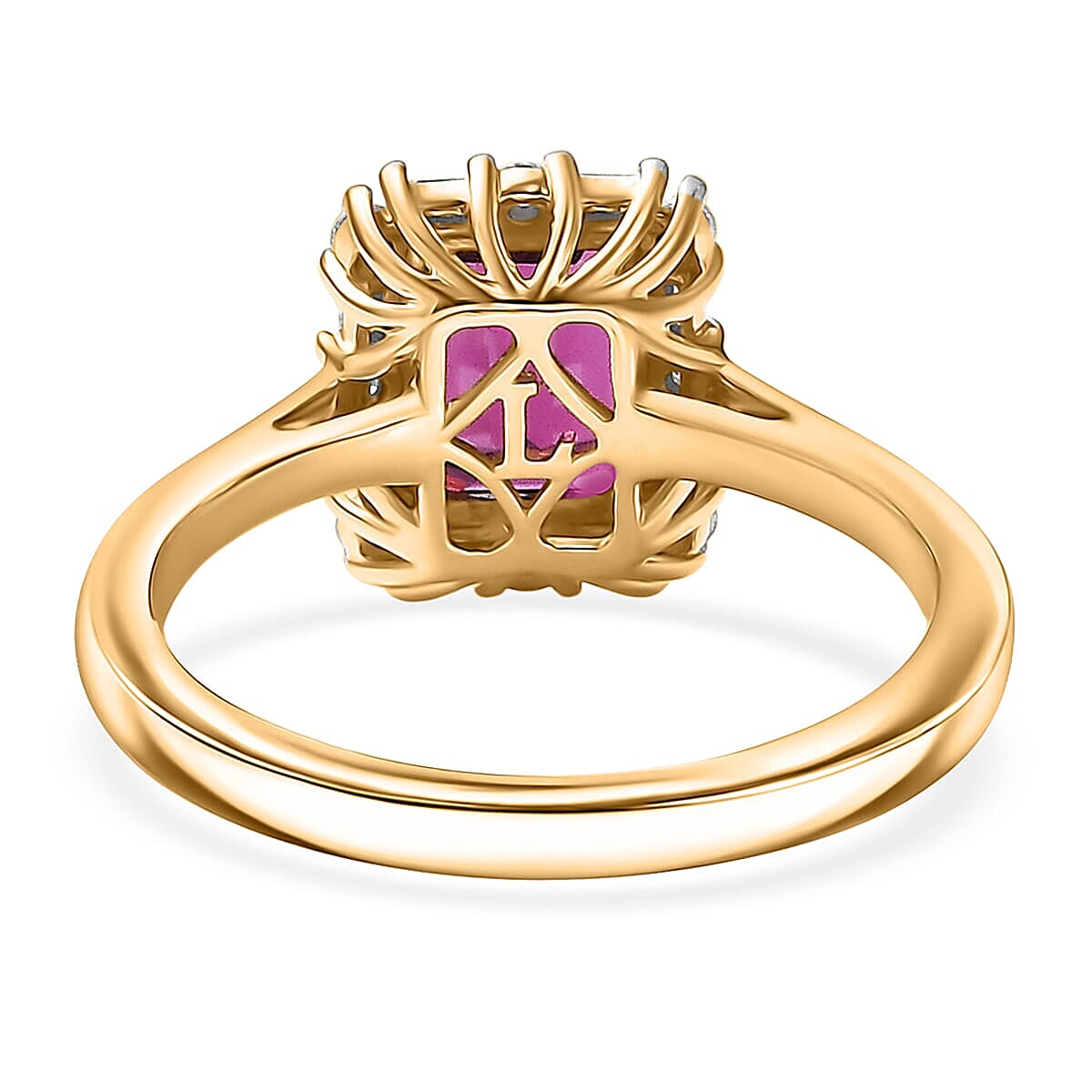 AAA Radiant Ember Garnet and G-H SI Luxuriant Lab Grown Diamond 2.10 ctw Ring in 10K Yellow Gold (Size 7.0) image number 4