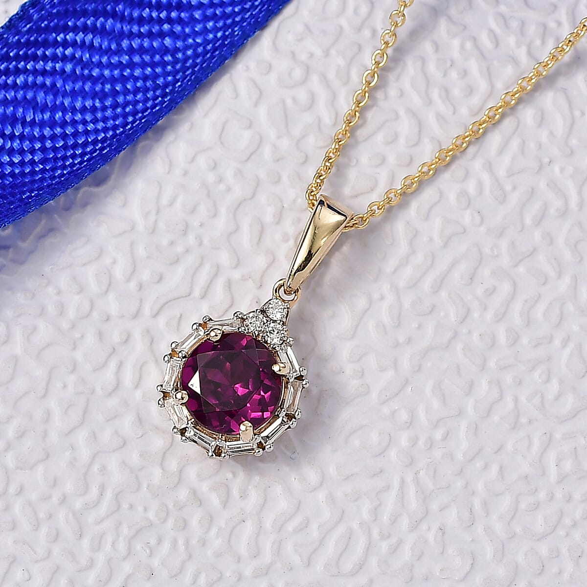 Certified & Appraised AAA Radiant Ember Garnet and Luxuriant Lab Grown Diamond G-H SI 1.83 ctw Pendant With Chain  in 10K Yellow Gold image number 1