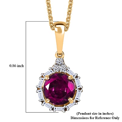 Certified & Appraised AAA Radiant Ember Garnet and Luxuriant Lab Grown Diamond G-H SI 1.83 ctw Pendant in 10K Yellow Gold