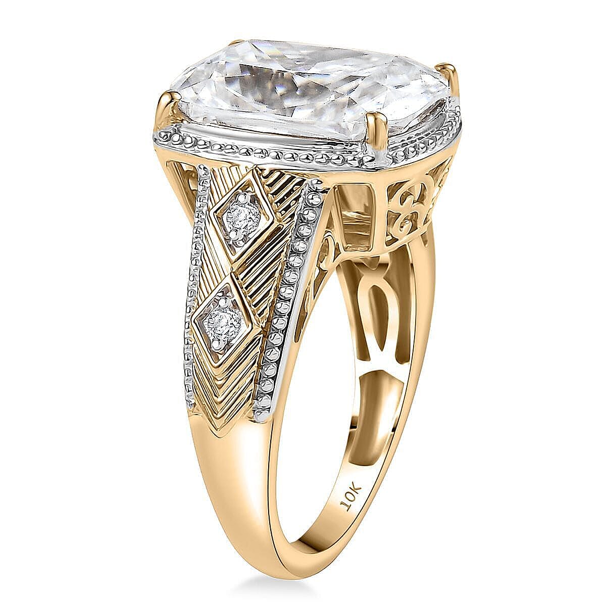 Moissanite 7.20 ctw Ring in 10K Yellow Gold (Size 10.0) 5.70 Grams image number 3