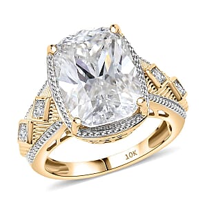 Moissanite 7.20 ctw Ring in 10K Yellow Gold (Size 7.0) 5.70 Grams