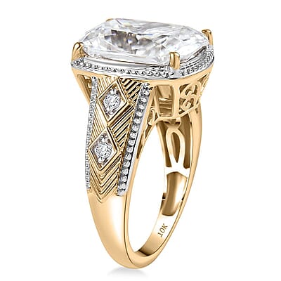 Moissanite 7.20 ctw Ring in 10K Yellow Gold (Size 7.0) 5.70 Grams