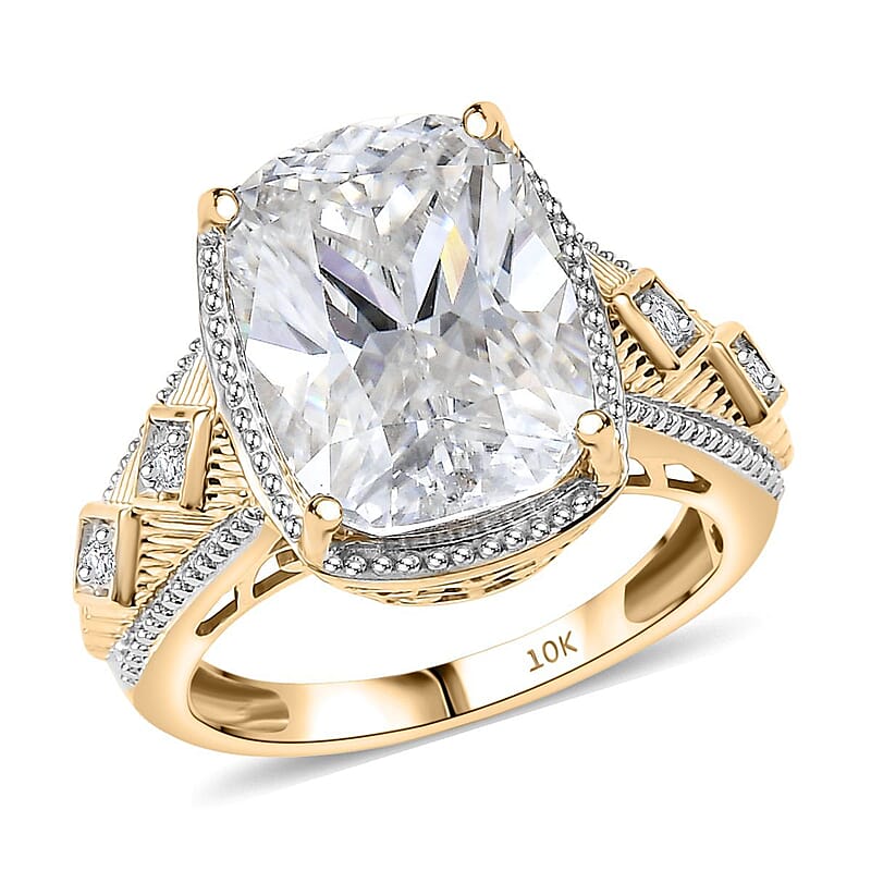 Moissanite 7.20 ctw Ring in 10K Yellow Gold (Size 8.0) 5.70 Grams