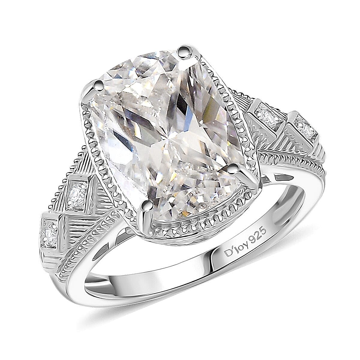 10K White Gold Moissanite (Cush 14x10mm) Ring (Size 11.0) (5.90 g) 7.65 ctw
