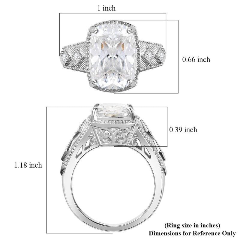 Moissanite 7.65 ctw Ring in 10K White Gold (Size 9.0) 5.90 Grams