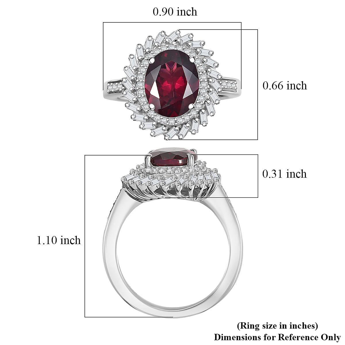 Doorbuster D'Joy Orissa Rhodolite Garnet and Moissanite 4.30 ctw Starburst Ring in Rhodium Over Sterling Silver (Size 10.0) image number 5
