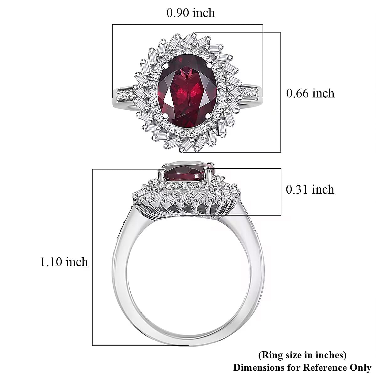 Doorbuster D'Joy Orissa Rhodolite Garnet and Moissanite 4.00 ctw Starburst Ring in Rhodium Over Sterling Silver (Size 7.0) image number 6