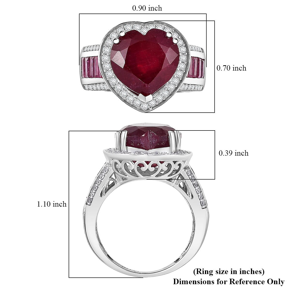 Doorbuster D'Joy Premium African Ruby (FF) and Moissanite 11.15 ctw Royal Legacy Ring in Rhodium Over Sterling Silver (Size 10.0) image number 5