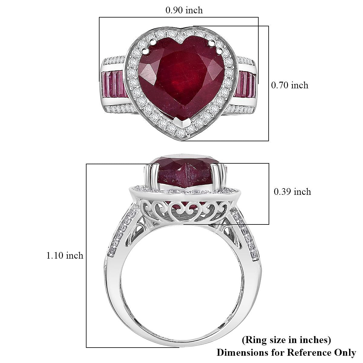 Doorbuster D'Joy Premium African Ruby (FF) and Moissanite 11.15 ctw Royal Legacy Ring in Rhodium Over Sterling Silver (Size 7.0) image number 5
