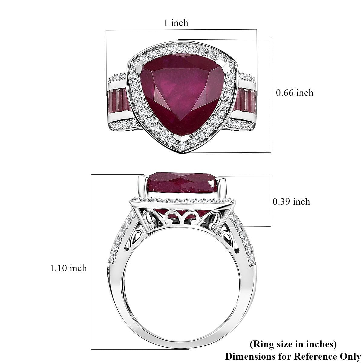 Doorbuster D'Joy Premium African Ruby (FF) and Moissanite 10.85 ctw Royal Legacy Ring in Rhodium Over Sterling Silver (Size 7.0) image number 5