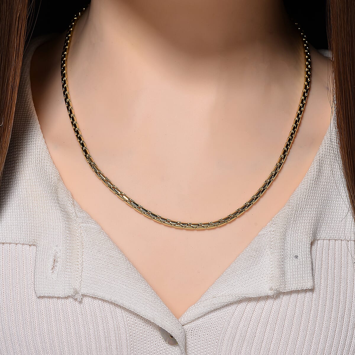 EverTrue Geometric Chain Necklace 20 Inches in 18K YG Plated image number 1