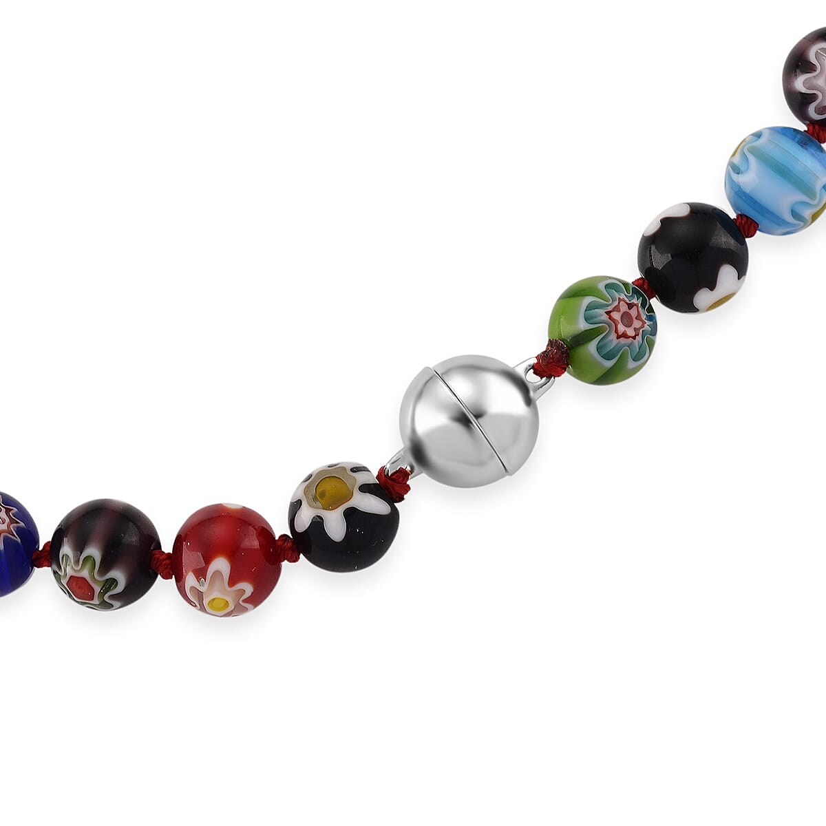 Multi Color Murano Style Beaded Necklace with Pixiu Charm in Goldtone 20 Inches image number 5