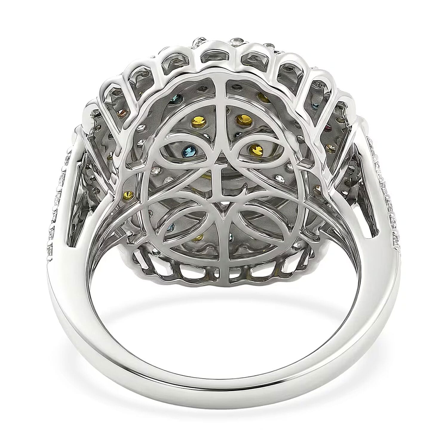 Luxuriant Lab Grown Multi Diamond (IR) (SI) 2.00 ctw Kaleidoscope Ring in Rhodium Over Sterling Silver (Size 10.0)