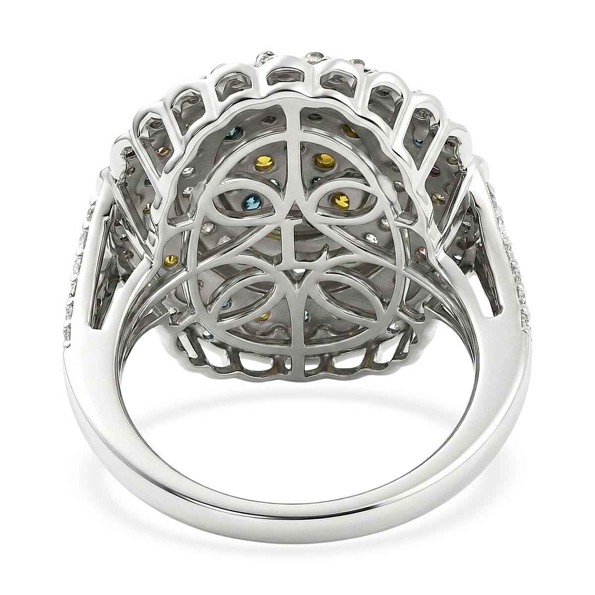 Luxuriant Lab Grown Multi Diamond (IR) (SI) 2.00 ctw Kaleidoscope Ring in Rhodium Over Sterling Silver (Size 6.0) image number 4