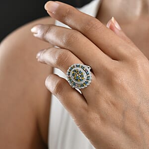 Luxuriant Lab Grown Multi Diamond (IR) (SI) 2.00 ctw Kaleidoscope Ring in Rhodium Over Sterling Silver (Size 7.0)