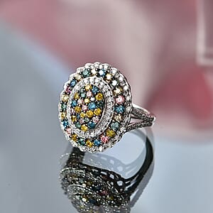 Luxuriant Lab Grown Multi Diamond (IR) (SI) 2.00 ctw Kaleidoscope Ring in Rhodium Over Sterling Silver (Size 8.0)