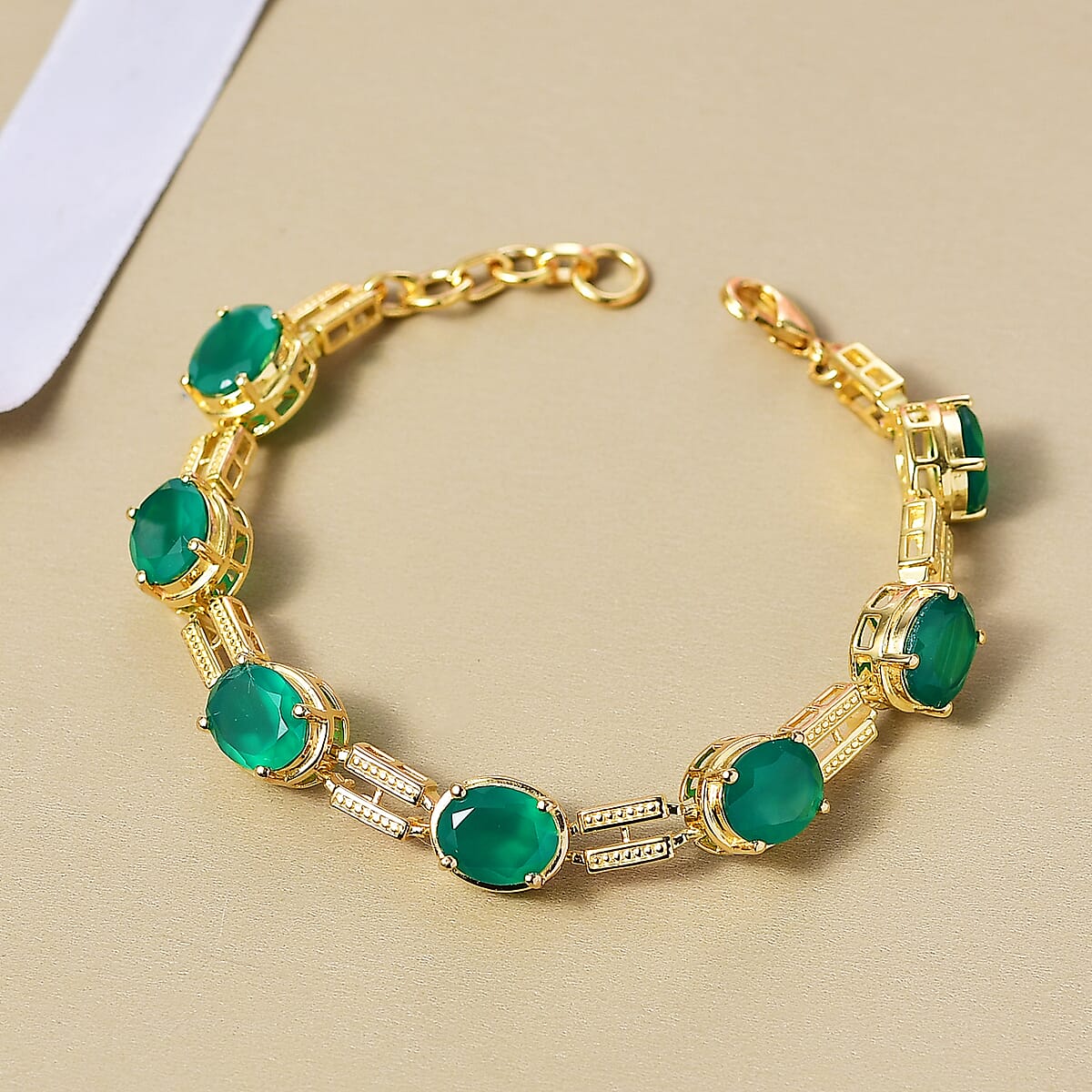 EverTrue Verde Onyx 17.00 ctw Bracelet in 18K Yellow Gold Plated (7.25 In) image number 1