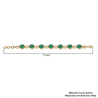 EverTrue Verde Onyx 17.00 ctw Paperclip Link Bracelet in 18K Yellow Gold Plated (7.25 In)