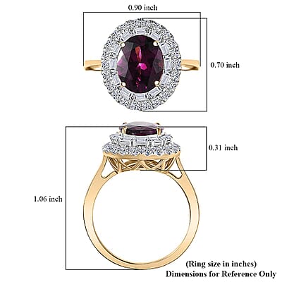 Certified & Appraised AAA Radiant Ember Garnet and Luxuriant Lab Grown Diamond G-H SI 3.63 ctw Ring in 10K Yellow Gold (Size 12.0)