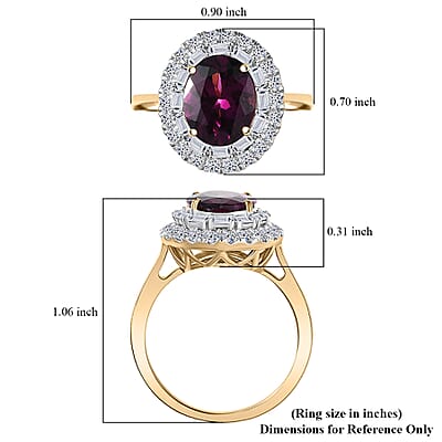 Certified & Appraised AAA Radiant Ember Garnet and Luxuriant Lab Grown Diamond G-H SI 3.63 ctw Ring in 10K Yellow Gold (Size 7.0)