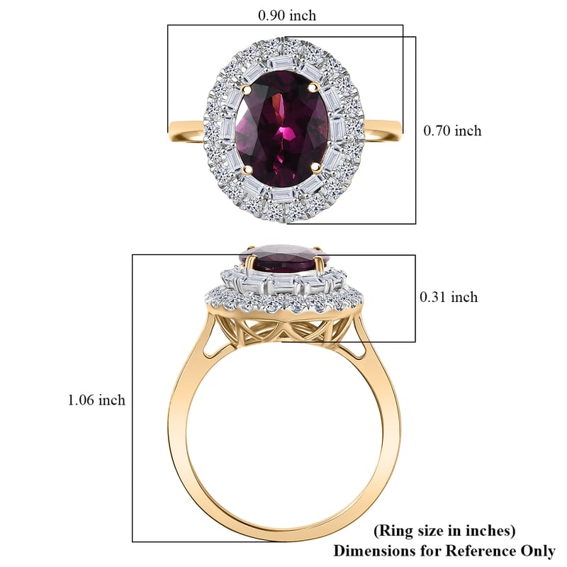 Certified & Appraised AAA Radiant Ember Garnet and Luxuriant Lab Grown Diamond G-H SI 3.63 ctw Ring in 10K Yellow Gold (Size 8.0)