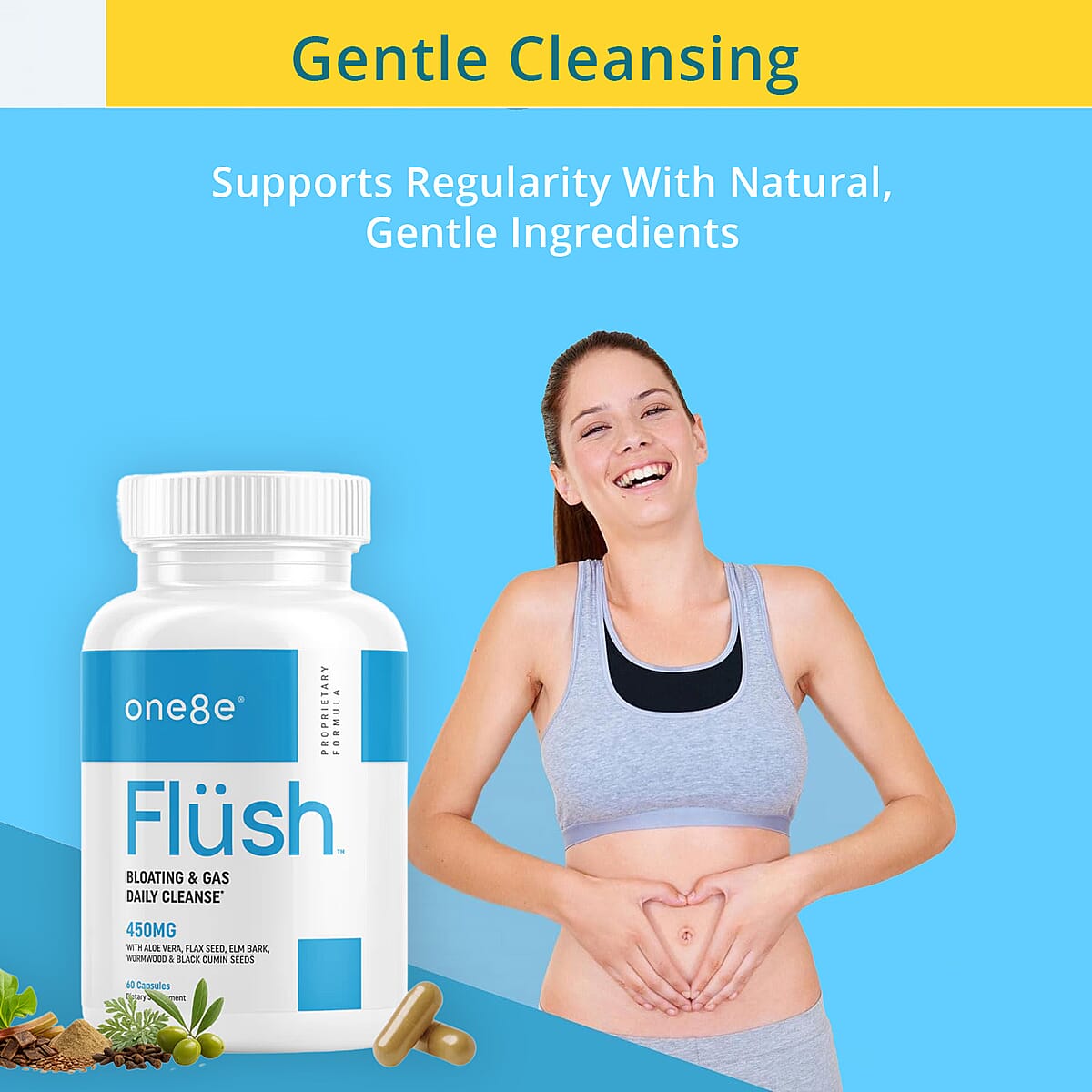 TLV One8e Flush Bloating & Gas Daily Cleanse Supplement (60 Capsules) Made in US image number 1