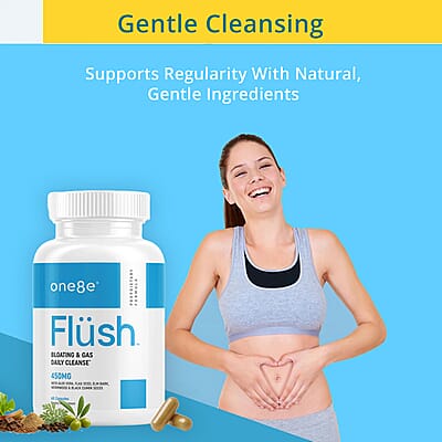 One8e Flush Bloating & Gas Daily Cleanse Supplement (60 Capsules) Made in US
