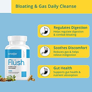 One8e Flush Bloating & Gas Daily Cleanse Supplement (60 Capsules) Made in US