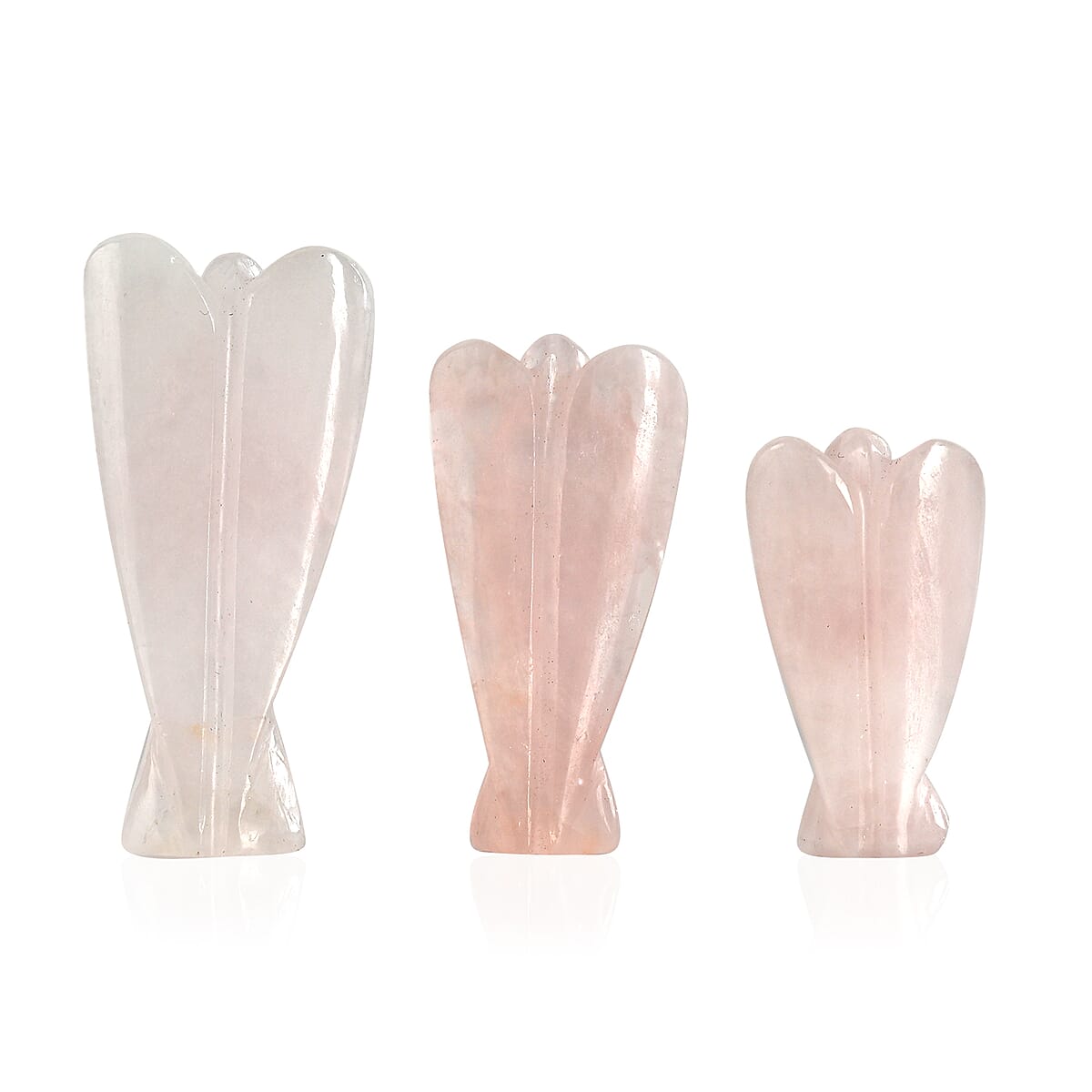 Livmore Handcraved Set Of 3 Rose Quartz Gemstone Angel (3, 2.5 and 2 Inch) image number 3