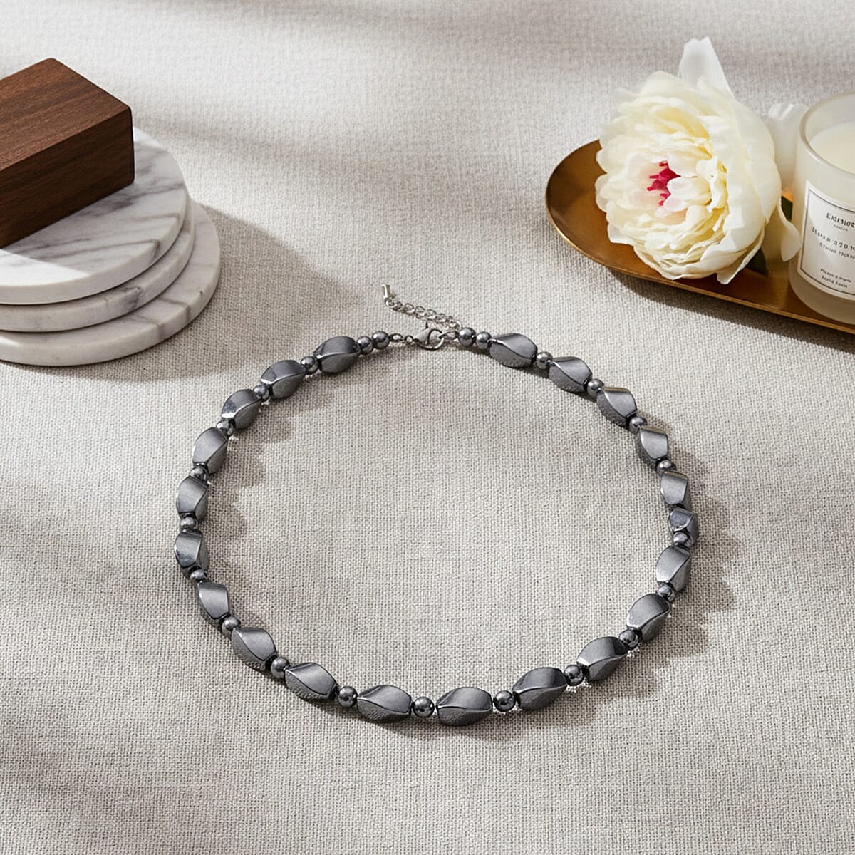 Terahertz 200.00 ctw Beaded Necklace in Stainless Steel 18 Inches image number 1