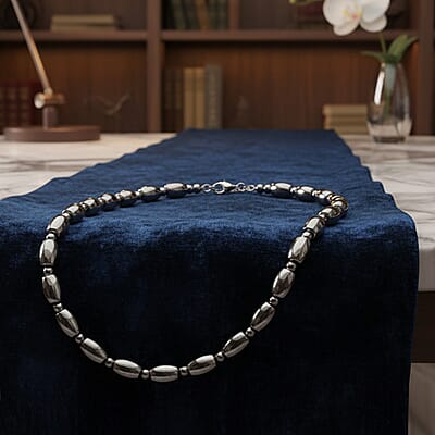 Terahertz 250.00 ctw Barrel Beaded Necklace in Stainless Steel 18 Inches