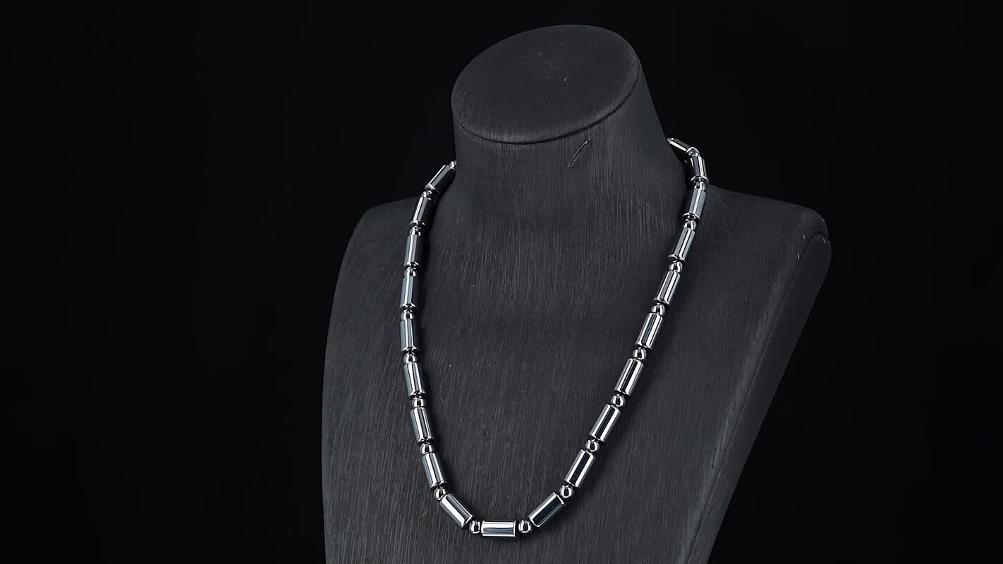 Terahertz 150.00 ctw Fancy and Barrel Beaded Necklace in Stainless Steel 18 Inches