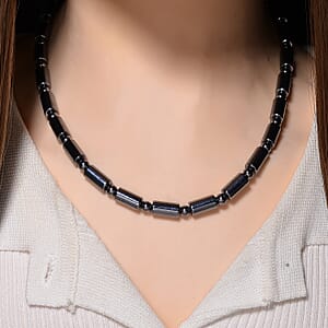 Terahertz 150.00 ctw Fancy and Barrel Beaded Necklace in Stainless Steel 18 Inches