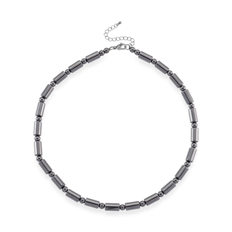 Terahertz 150.00 ctw Fancy and Barrel Beaded Necklace in Stainless Steel 18 Inches