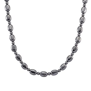 Terahertz 90.00 ctw Fancy and Barrel Beaded Necklace in Stainless Steel 18 Inches