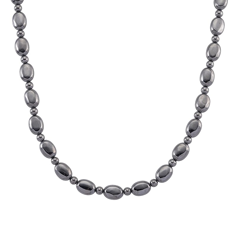  Terahertz 90.00 ctw Fancy and Barrel Beaded Necklace in Stainless Steel 18 Inches