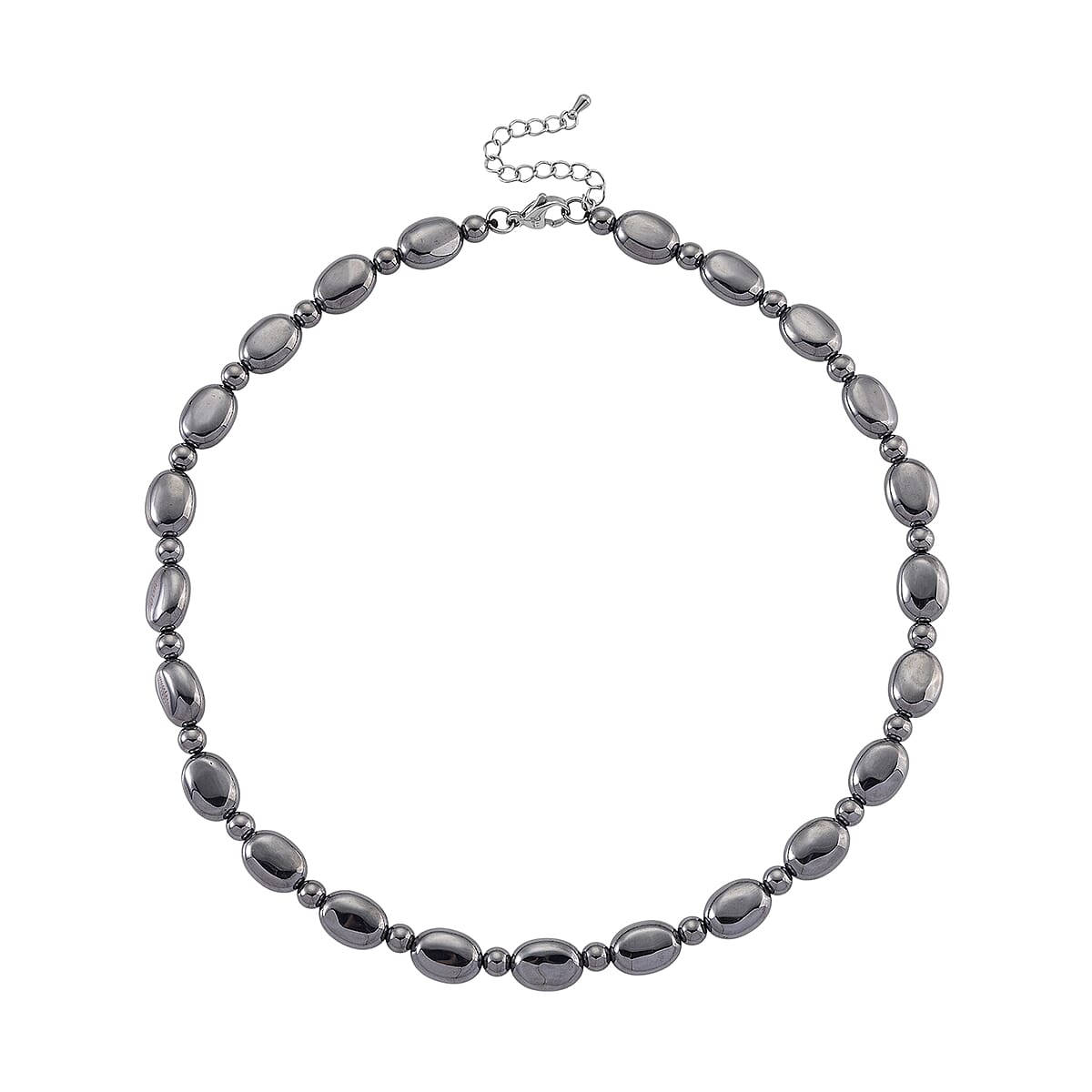 Terahertz 90.00 ctw Fancy and Barrel Beaded Necklace in Stainless Steel 18 Inches image number 3