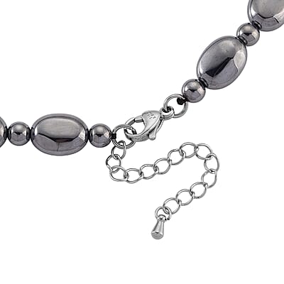  Terahertz 90.00 ctw Fancy and Barrel Beaded Necklace in Stainless Steel 18 Inches