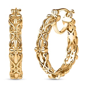 EverTrue Bronzella Collection Victorian Scroll Hoop Earrings in 18K YG Plated Bronze
