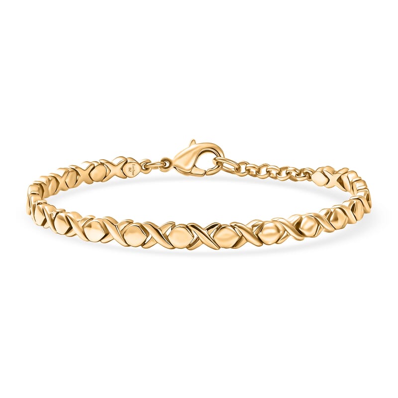 EverTrue Bronzella Collection Infinity Link XOXO Bracelet in 18K Yellow Gold Plated Bronze (6.50 In)