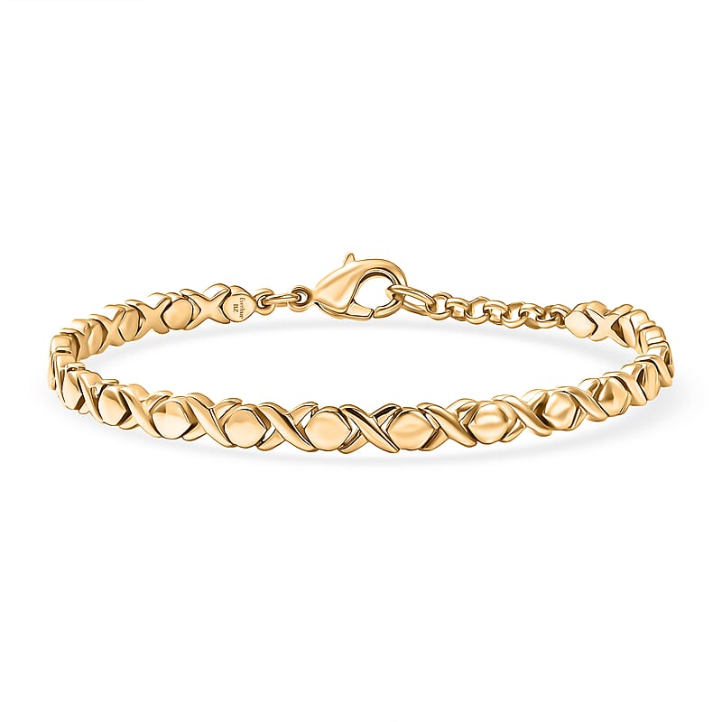 EverTrue Bronzella Collection Infinity Link XOXO Bracelet in 18K Yellow Gold Plated Bronze (6.50 In)