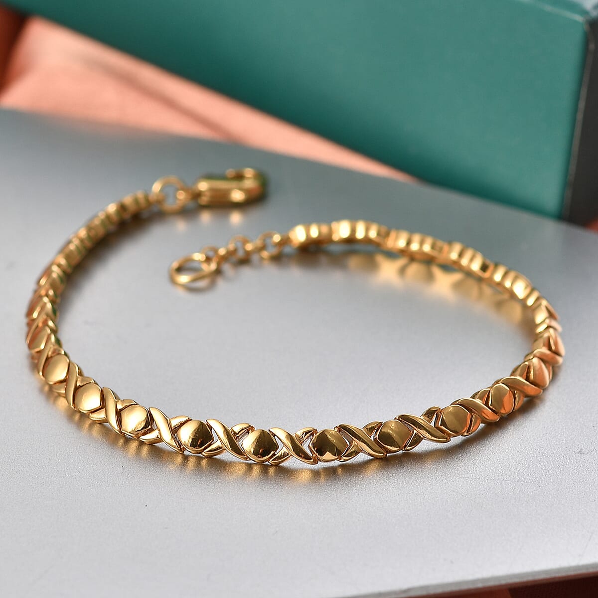 EverTrue Bronzella Collection Fancy Bracelet in 18K Yellow Gold Plated Bronze (6.50 In) image number 1