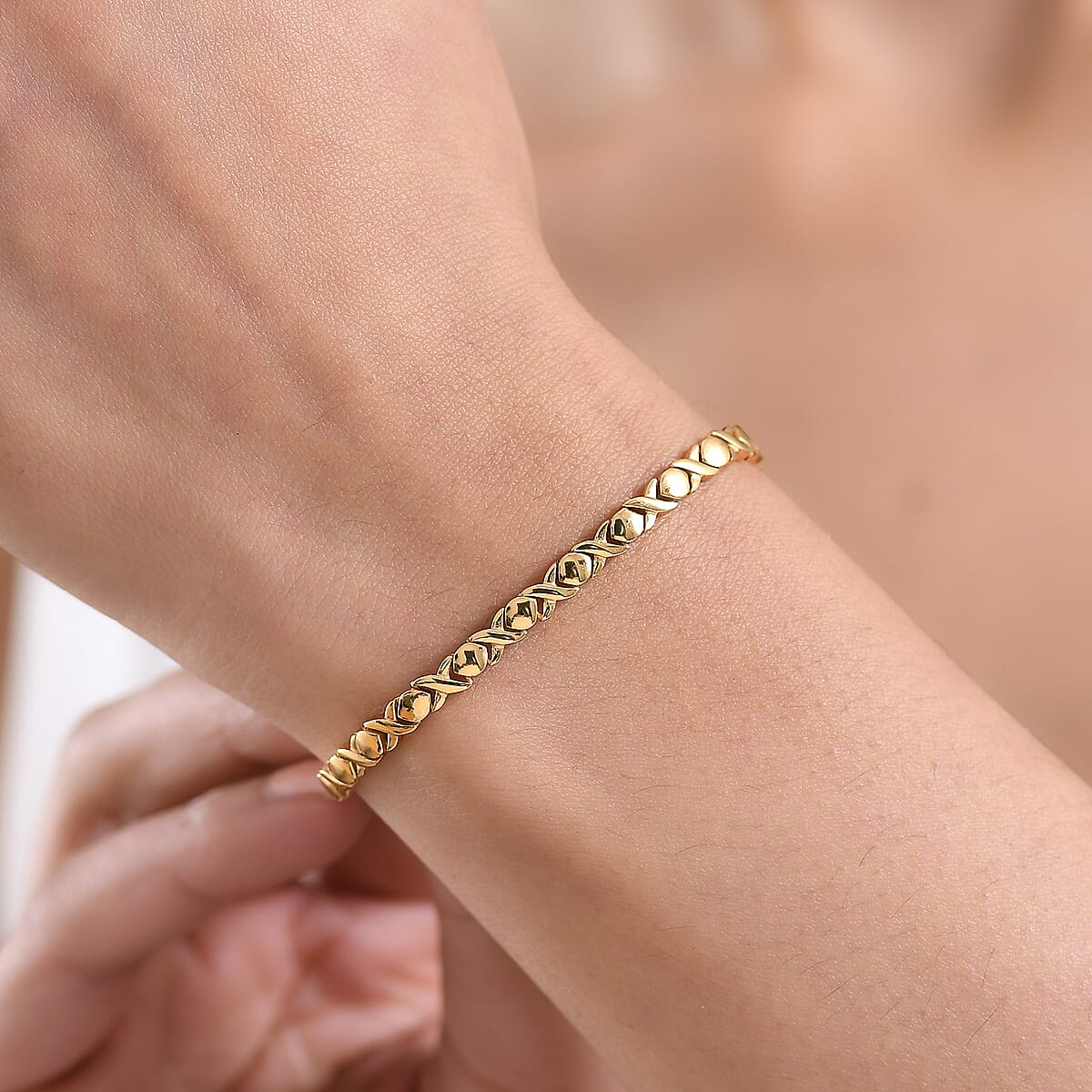EverTrue Bronzella Collection Fancy Bracelet in 18K Yellow Gold Plated Bronze (6.50 In) image number 2
