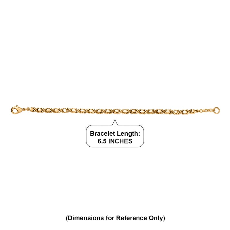 EverTrue Bronzella Collection Infinity Link XOXO Bracelet in 18K Yellow Gold Plated Bronze (6.50 In)